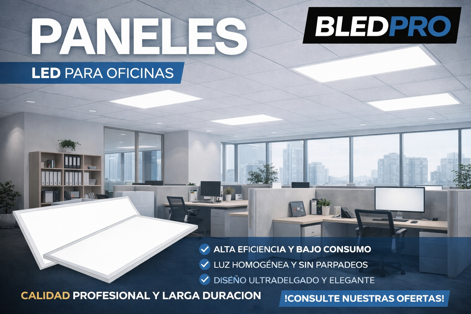 Barcelona LED Pro — paneles LED oficinas
