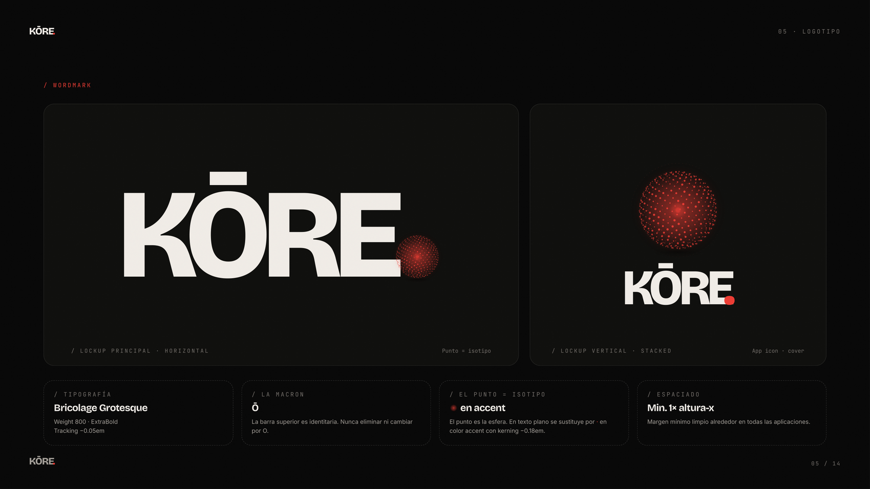 KŌRE — wordmark y sistema de marca