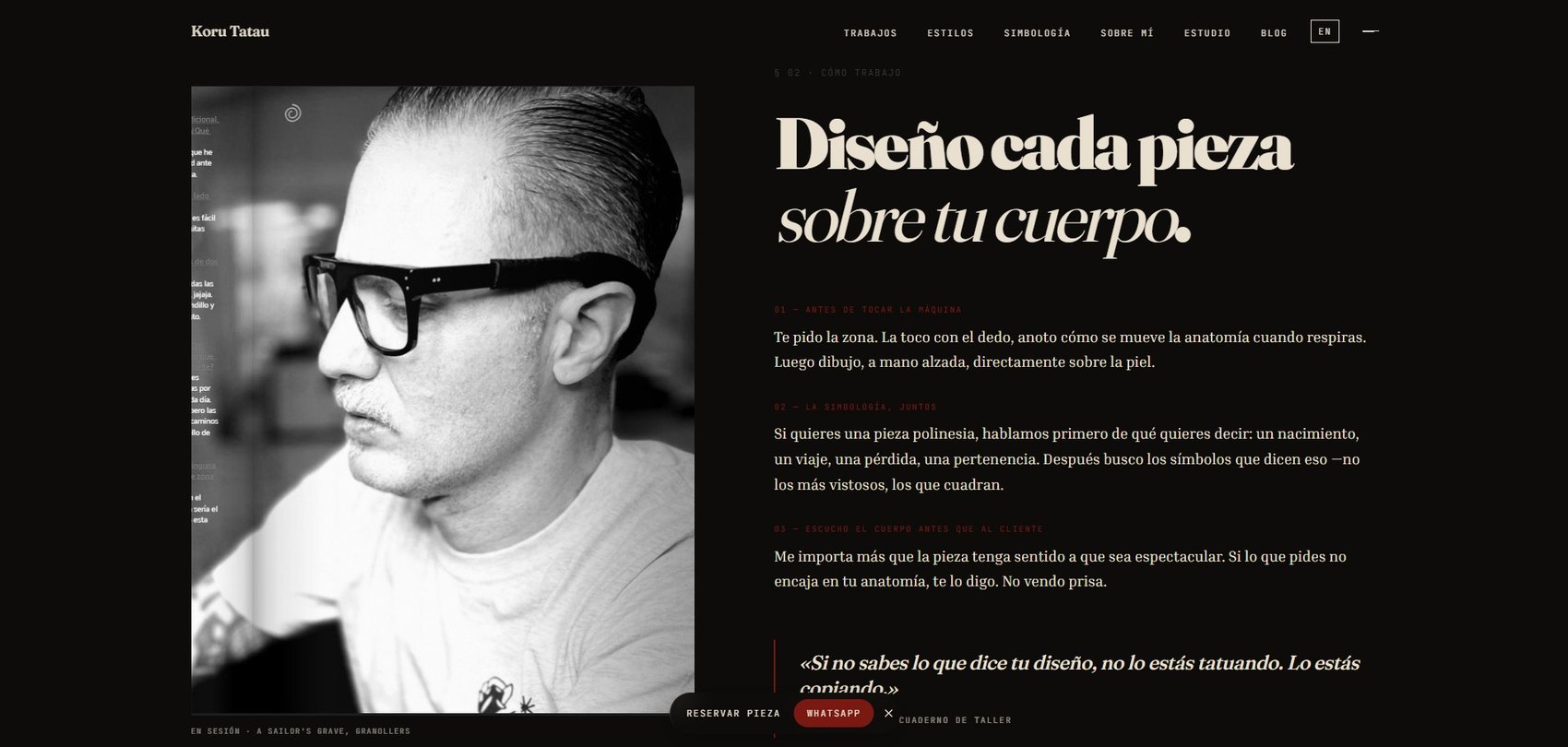 Koru Tatau — página Cómo trabajo de la web