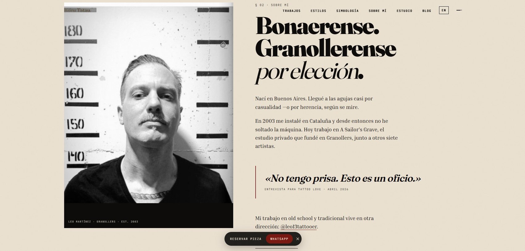 Koru Tatau — página Sobre mí de la web