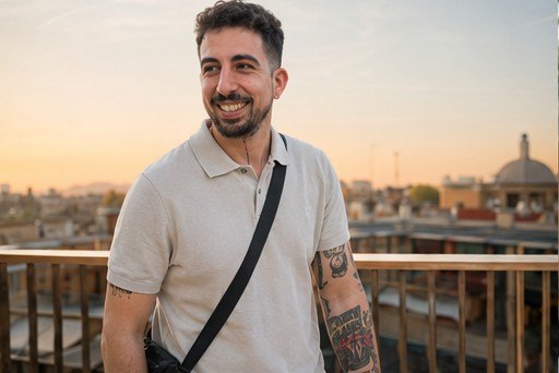 Adrián en una azotea de Barcelona