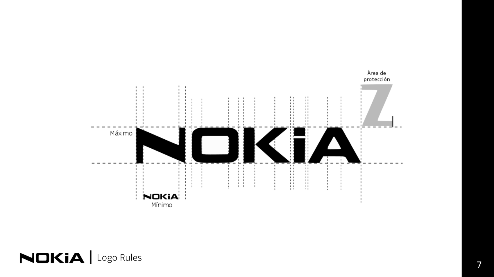 Nokia — normas del logotipo: tamaños y área de protección