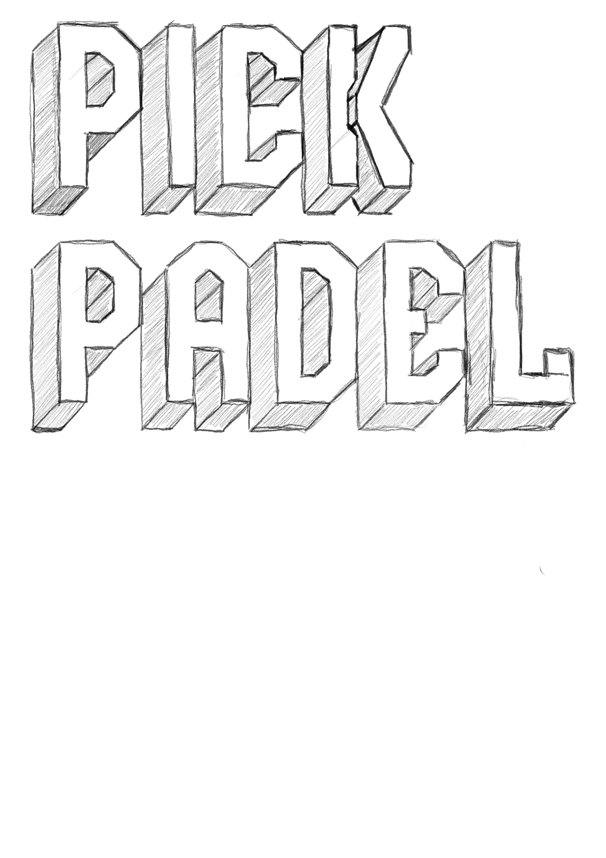 Pick Padel — boceto a lápiz original del logotipo