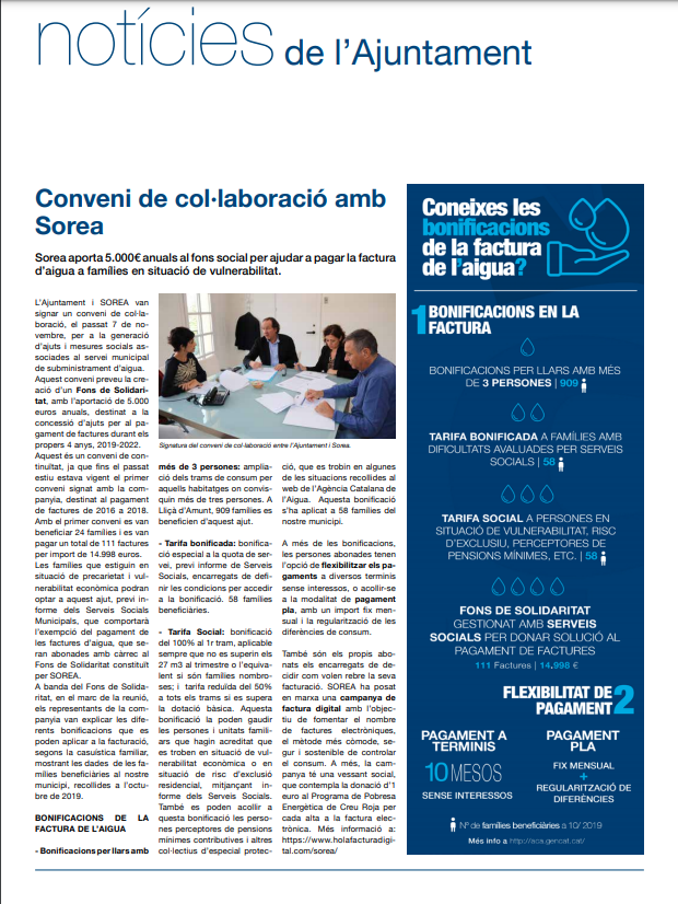 Ajuntament × Sorea — página e infografía del boletín municipal